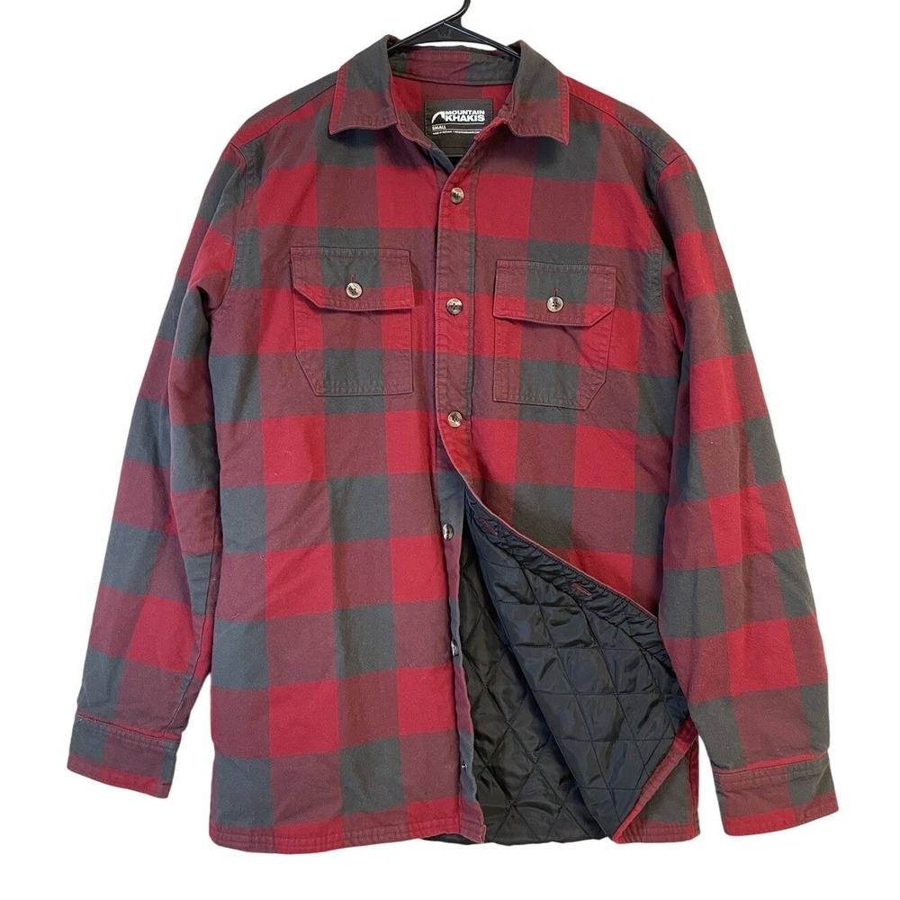 Mountain Khakis Shirt Jacket Mens Small Red Plaid Quilt Lined Outdoor Shacket